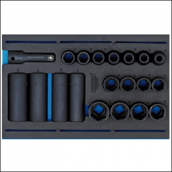 Draper IT-EVA21 Impact Socket Set in 1/4 Drawer EVA Insert Tray, 1/2 inch  Sq. Dr. (20 Piece) - Code: 63487 - Pack Qty 1
