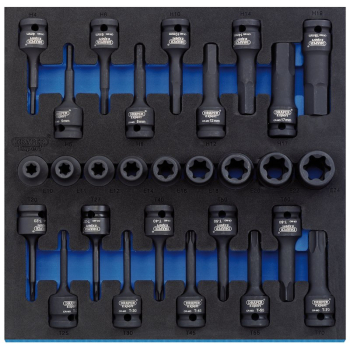 Draper IT-EVA22 Draper Expert TX-STAR® Impact & Hex Socket Set in 1/2 Drawer EVA Insert Tray, 1/2 inch  Sq. Dr. (28 Piece) - Code: 63490 - Pack Qty 1