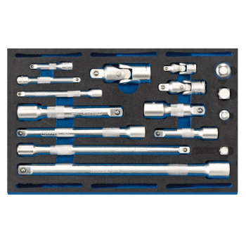 Draper IT-EVA44 Extension Bar, Universal Joints and Socket Convertor Set 1/4 Drawer EVA Insert Tray (16 Piece) - Code: 63530 - Pack Qty 1