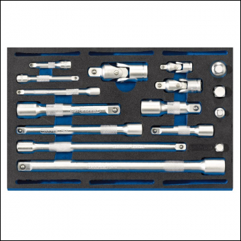 Draper IT-EVA44 Extension Bar, Universal Joints and Socket Convertor Set 1/4 Drawer EVA Insert Tray (16 Piece) - Code: 63530 - Pack Qty 1