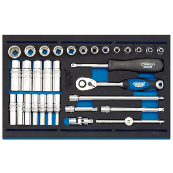 Draper IT-EVA45 Draper Expert Socket Set in 1/4 Drawer EVA Insert Tray, 1/4 inch (32 Piece) - Code: 63532 - Pack Qty 1