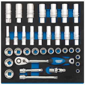 Draper IT-EVA46 Socket Set in 1/2 Drawer EVA Insert Tray, 3/8 inch  (35 Piece) - Discontinued - Code: 63534 - Pack Qty 1