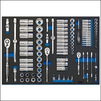 Draper IT-EVA48B Socket Set in Full Plus Drawer EVA Insert Tray, 1/4 inch , 3/8 inch  & 1/2 inch  (96 Piece) - Code: 63539 - Pack Qty 1