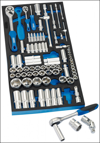 Draper IT-EVA49 Socket Set in Full Drawer EVA Insert Tray, 1/4 inch , 3/8 inch , and 1/2 inch  (84 Piece) - Code: 63540 - Pack Qty 1