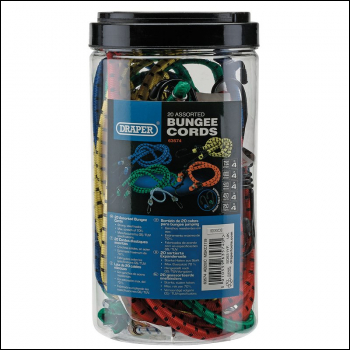 Draper AB20/C Assorted Bungee Cords (Pack of 20) - Code: 63574 - Pack Qty 1