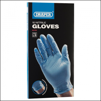 Draper NGSB-10L Nitrile Gloves, Large (Pack of 10) - Code: 63765 - Pack Qty 1