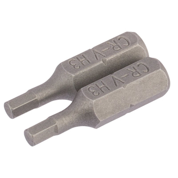 Draper 25HX/2/B Hexagonal Insert Bit, 3mm, 1/4 inch  Hex, 25mm Long (Pack of 2) - Code: 63962 - Pack Qty 1