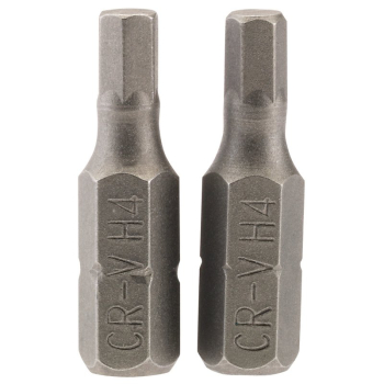 Draper 25HX/2/B Hexagonal Insert Bit, 4mm, 1/4 inch  Hex, 25mm Long (Pack of 2) - Code: 63982 - Pack Qty 1