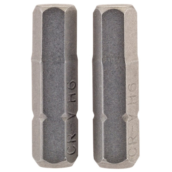 Draper 25HX/2/B Hexagonal Insert Bit, 6mm, 1/4 inch  Hex, 25mm Long (Pack of 2) - Code: 63998 - Pack Qty 1