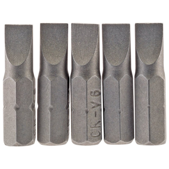 Draper 25PS/5/B Plain Slot Insert Bit, 6mm, 1/4 inch  Hex, 25mm Long (Pack of 5) - Code: 64011 - Pack Qty 1
