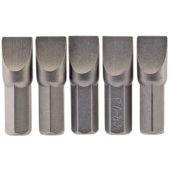 Draper 25PS/5/B Plain Slot Insert Bit, 8.0mm, 1/4 inch  Hex, 25mm Long (Pack of 5) - Code: 64013 - Pack Qty 1