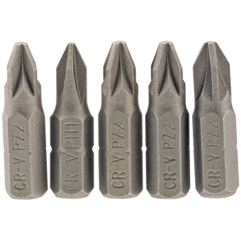 Draper 25PZ/5/B PZ Type Insert Bit, 1/4 inch  Hex, 25mm Long, No.2 (Pack of 5) - Code: 64015 - Pack Qty 1