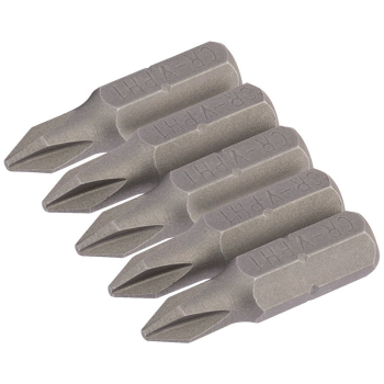 Draper 25CS/5/B Cross Slot Insert Bit, 1/4 inch  Hex, 25mm Long, No.1 (Pack of 5) - Code: 64017 - Pack Qty 1