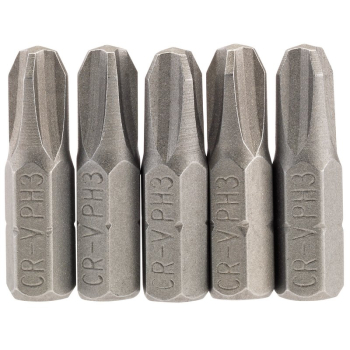Draper 25CS/5/B Cross Slot Insert Bit, 1/4 inch  Hex, 25mm Long, No.3 (Pack of 5) - Code: 64023 - Pack Qty 1