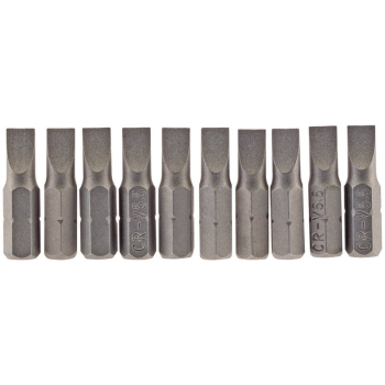 Draper 25PS/10/B Plain Slot Insert Bit, 5.5mm, 1/4 inch  Hex, 25mm Long (Pack of 10) - Code: 64028 - Pack Qty 1