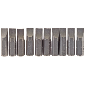 Draper 25PS/10/B Plain Slot Insert Bit, 6.5mm, 1/4 inch  Hex, 25mm Long (Pack of 10) - Code: 64034 - Pack Qty 1