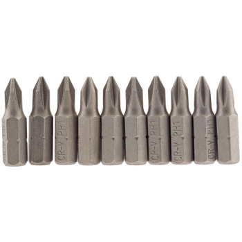 Draper 25CS/10/B Cross Slot Insert Bit, 1/4 inch  Hex, 25mm Long, No.1 (Pack of 10) - Code: 64060 - Pack Qty 1