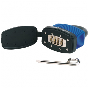 Draper 8306/48 Resettable 4 Number Combination Laminated Steel Padlock and Bumper, 48mm - Code: 64175 - Pack Qty 1