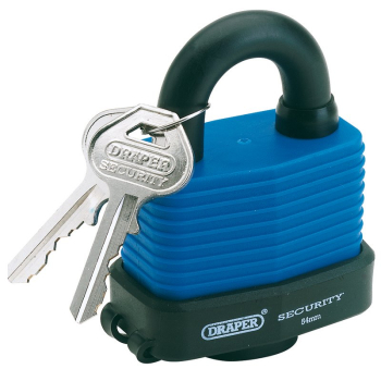 Draper 8307/54 Laminated Steel Padlock and 2 Keys with Hardened Steel Shackle and Bumper, 54mm - Code: 64178 - Pack Qty 1