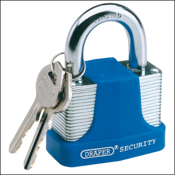 Draper 8308/30 Laminated Steel Padlock and 2 Keys with Hardened Steel Shackle and Bumper, 30mm - Code: 64179 - Pack Qty 1