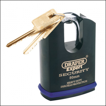Draper 8312/50 Draper Expert Heavy Duty Padlock and 2 Keys with Shrouded Shackle, 50mm - Code: 64197 - Pack Qty 1