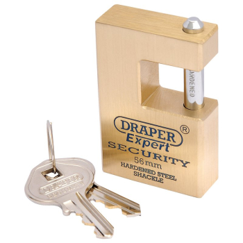 Draper 8313/56 Draper Expert Close Shackle Solid Brass Padlock with Hardened Steel Shackle, 2 Keys, 56mm - Code: 64200 - Pack Qty 1