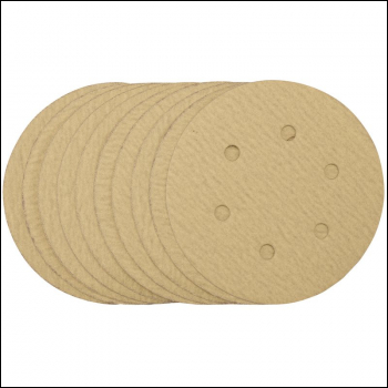 Draper SDHALG150 Gold Sanding Discs with Hook & Loop, 150mm, 180 Grit, 6 Dust Extraction Holes (Pack of 10) - Code: 64240 - Pack Qty 1