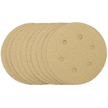 Draper SDHALG150 Gold Sanding Discs with Hook & Loop, 150mm, 180 Grit, 6 Dust Extraction Holes (Pack of 10) - Code: 64240 - Pack Qty 1