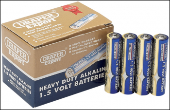 DRAPER Heavy Duty Alkaline Batteries AAA (Pack of 24) - Pack Qty 1 - Code: 64247