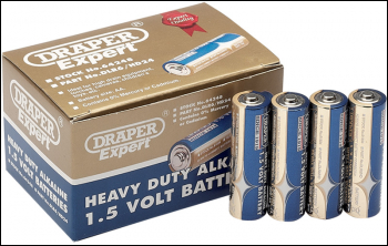 DRAPER Heavy Duty Alkaline Batteries AA (Pack of 24) - Pack Qty 1 - Code: 64248
