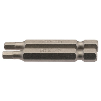 Draper 50HX/2/B Hexagonal Insert Bit, 4mm, 1/4 inch  Hex, 50mm Long (Pack of 2) - Code: 64254 - Pack Qty 1