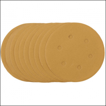 Draper SDHALG150 Gold Sanding Discs with Hook & Loop, 150mm, 240 Grit, 6 Dust Extraction Holes (Pack of 10) - Code: 64257 - Pack Qty 1