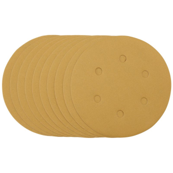 Draper SDHALG150 Gold Sanding Discs with Hook & Loop, 150mm, 320 Grit, 6 Dust Extraction Holes (Pack of 10) - Code: 64265 - Pack Qty 1