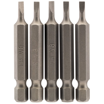 Draper 50PS/5/B Plain Slot Insert Bit, 3mm, 1/4 inch  Hex, 50mm Long (Pack of 5) - Code: 64267 - Pack Qty 1