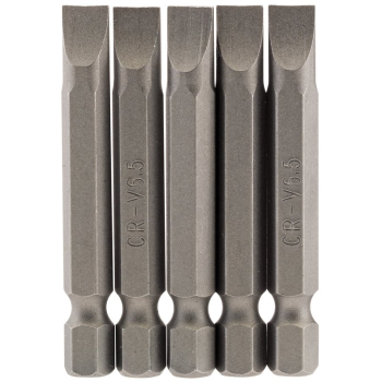 Draper 50PS/5/B Plain Slot Insert Bit, 6.5mm, 1/4 inch  Hex, 50mm Long (Pack of 5) - Code: 64276 - Pack Qty 1