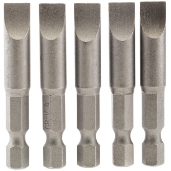 Draper 50PS/5/B Plain Slot Insert Bit, 8mm, 1/4 inch  Hex, 50mm Long (Pack of 5) - Code: 64280 - Pack Qty 1