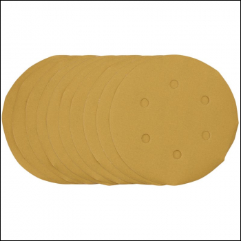Draper SDHALG150 Gold Sanding Discs with Hook & Loop, 150mm, 400 Grit, 6 Dust Extraction Holes (Pack of 10) - Code: 64282 - Pack Qty 1