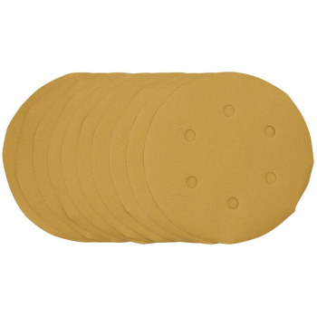 Draper SDHALG150 Gold Sanding Discs with Hook & Loop, 150mm, 400 Grit, 6 Dust Extraction Holes (Pack of 10) - Code: 64282 - Pack Qty 1