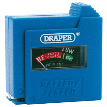 Draper BT1D 9V Multi-purpose Battery Tester, AAA, AA, AA, C, D, and Button Cell - Code: 64514 - Pack Qty 1