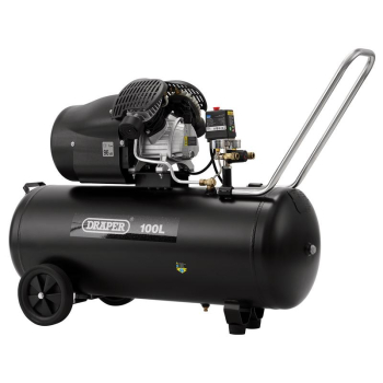 Draper DA100/412TV 100L Direct Drive V-Twin Air Compressor, 2.2kW/3hp - Code: 65396 - Pack Qty 1