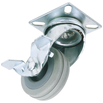 Draper 60250PB Swivel Plate Fixing Rubber Castor with Brake, 50mm Diameter, S.W.L. 50kg - Code: 65469 - Pack Qty 1