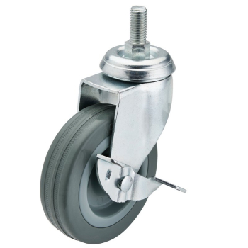 Draper 602100BB Swivel Bolt Fixing Rubber Castor with Brake, 100mm Diameter, S.W.L. 80kg - Code: 65481 - Pack Qty 1