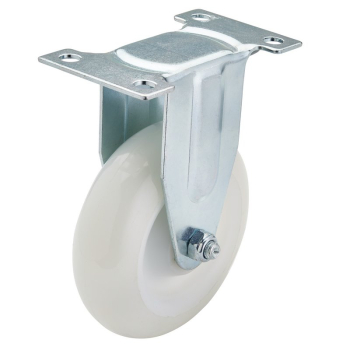 Draper 604100F Fixed Plate Fixing Nylon Wheel, 100mm Diameter, S.W.L. 125kg - Code: 65507 - Pack Qty 1