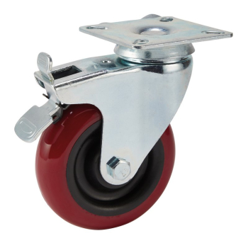 Draper 605100PB Swivel Plate Fixing Polyurethane Wheel with Brake, 100mm Diameter, S.W.L. 125kg - Code: 65519 - Pack Qty 1
