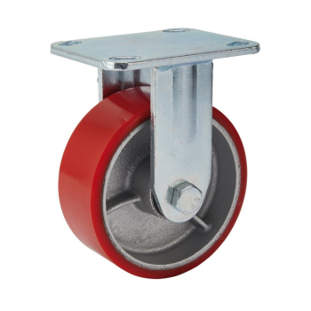 Draper 606125F Fixed Plate Fixing Heavy Duty Polyurethane Wheel, 125mm Diameter, S.W.L. 300kg - Code: 65528 - Pack Qty 1