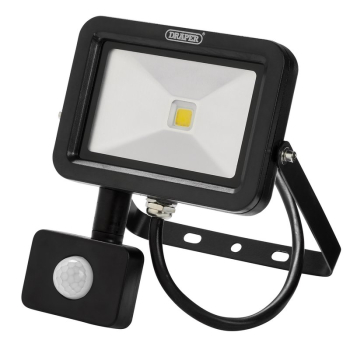 Draper WMCL10W/PIR/B COB LED Slimline Wall Mounted Floodlight with PIR Sensor, 10W, 700 Lumens - Code: 66036 - Pack Qty 1