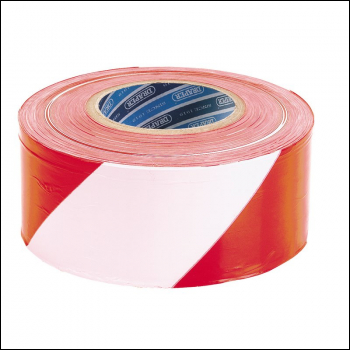 Draper TP-BAR Barrier Tape Roll, 75mm x 500m, Red and White - Code: 66041 - Pack Qty 1
