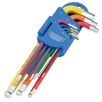 Draper LCBHKS/9# Draper Expert Metric Hex. and Ball End Key Set, Colour Coded (9 Piece) - Code: 66132 - Pack Qty 1