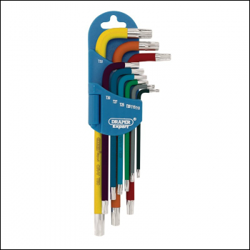 Draper LCTXKS/9 Draper TX-STAR® Metric Coloured Long Arm Key Set (9 Piece) - Code: 66143 - Pack Qty 1