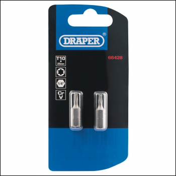 Draper 25TX/2/B Draper TX-STAR® Insert Bit, 1/4 inch  Hex, 25mm Long, T10 (Pack of 2) - Code: 66428 - Pack Qty 1